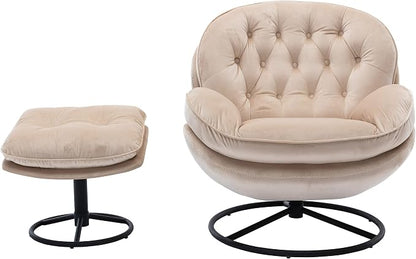 TRIPLE TREE Modern Swivel Accent Chair, Mid-Century Lounge Chair and Ottoman Set - Image 6