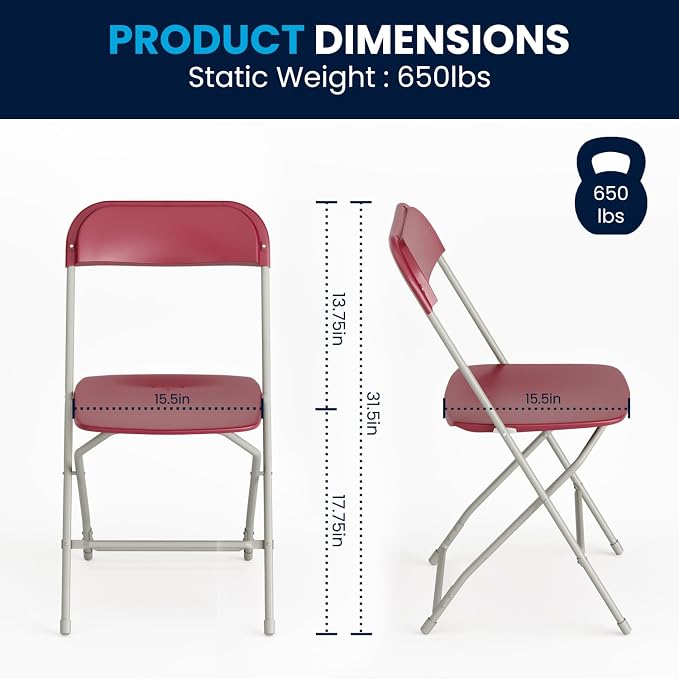 Hercules Series Plastic Folding Chair Red - Image 2