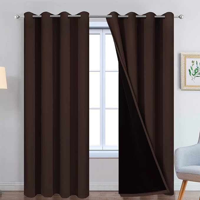Yakamok Chocolate Brown Blackout Curtains 84 Inches Long 52" Wide, 2 Panels | by Yakamok