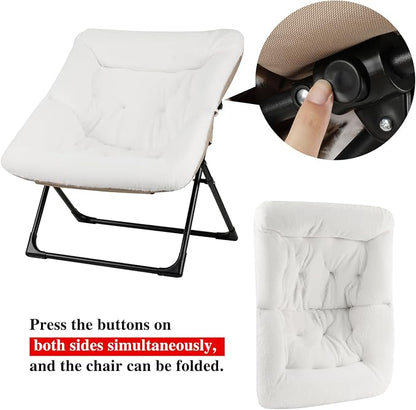 Comfy Saucer Chair for Adults, Soft Faux Fur Bedroom Chair, Accent Dorm Chairs - Image 8