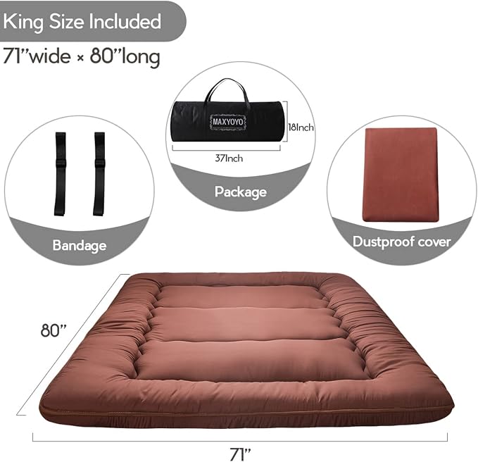 MAXYOYO Japanese Floor Mattress Futon Mattress, Thicken Tatami Mat Sleeping Pad - Image 2
