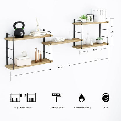 MXCSE Wall Shelves, Wall Mounted Floating Bookshelves, DIY Wood Hanging Shelves - Image 3
