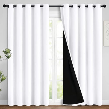 Yakamok Pure White 100% Blackout Curtains 96 Inches Long 62" Wide 2 Panel | by Yakamok