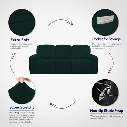 PureFit Super Stretch 3 Seats Recliner Sofa Couch Cover - Image 3