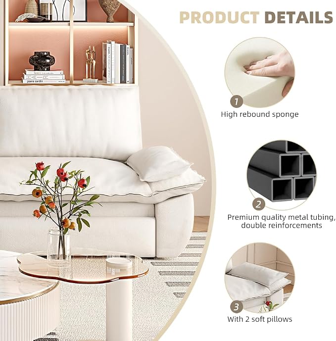 KEIKI 73.2" Convertible Futon Sofa Bed Queen Size, 3-in-1 Pull Out Couch - Image 4