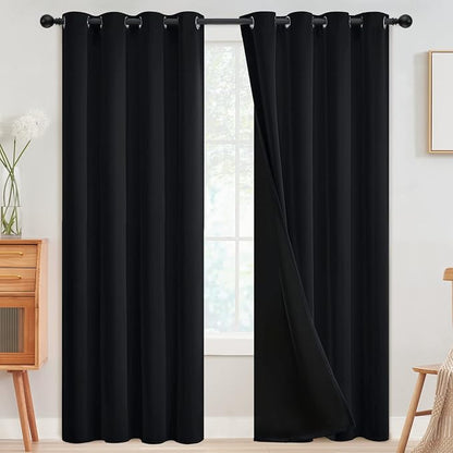 SimpleHome Black 100% Blackout Curtains Room Darkening Living Room 96 Inch | by SimpleHome
