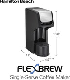 Hamilton Beach FlexBrew Single Serve Coffee Maker, Compatible with Pod Packs and Grounds, 14 oz. Water Reservoir, Slim Design, Fast Brewing, Black (49900)