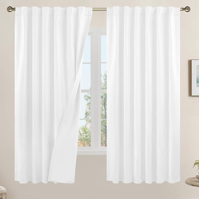 68 Inch Full Blackout Linen Curtains by LAMIT