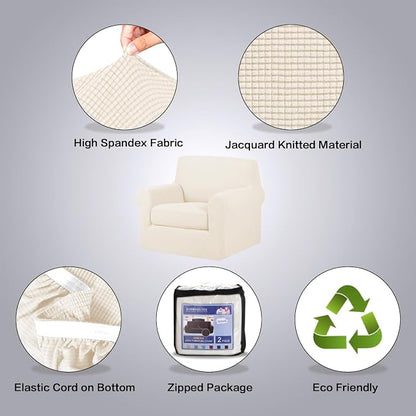 H.VERSAILTEX 2 Piece Couch Cover Stretch Stylish Chair Cover Furniture - Image 4