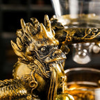 Glass Teapot Set with Infuser Semi Automatic Dragon Tea Set with 6 Small Cups (golden dragon)