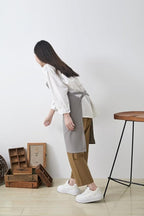 Cotton Linen Apron for Women - Adjustable Casual Apron with Pocktes, Great for Florist, Coffee House and Kitchen