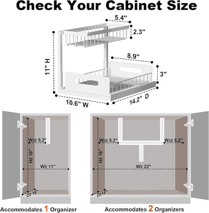 REALINN Under Sink Organizer, Pull Out Cabinet Organizer, 2 Tier Metal Slide - Image 2