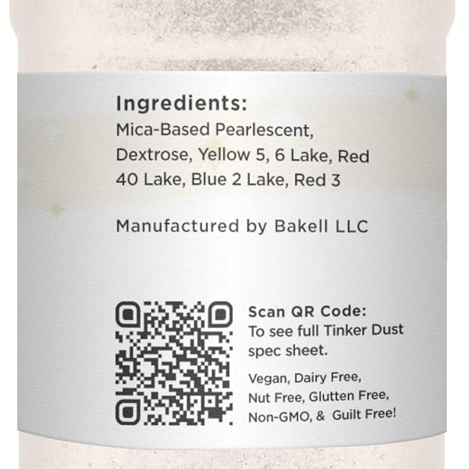 BAKELL Ivory Edible Glitter, 45 Grams | TINKER DUST Edible Glitter | KOSHER Certified | 100% Edible Glitter | Cakes, Cupcakes, Cake Pops, Drinks, Dessert Vegan Glitter & Dusts (45g Shaker, Ivory)