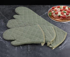 13 Inch Heat Resistant Oven Gloves New Cotton Oven Mitts Kitchen Gloves High Temperature Cooking Tool BBQ Gloves (13" Olive drab, 13 Inch)