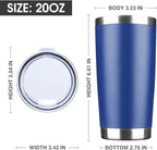 20oz Tumbler Stainless Steel Vacuum Insulated Mug with Lid, Double Wall Travel Mug, Durable Powder Coated Coffee Cup, Suitable for Ice Drinks and Hot Beverage (New Blue 1 pack)