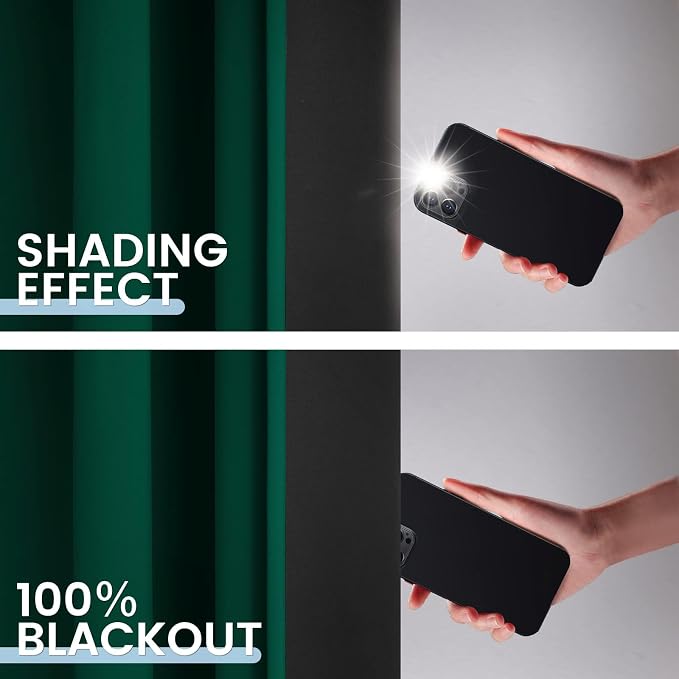SimpleHome Dark Green 100% Blackout Curtains Room Darkening Living Room 36 | - Image 4