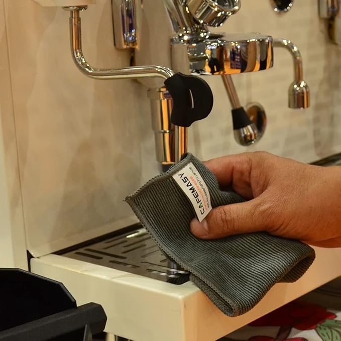 CAFEMASY Barista Cleaning Towel with Hook Set Pack of 3pcs Soft Barista Mirco Fiber Cloth for Cleaning Espresso Coffee Machine Steam Wand and Coffee Bar Counter