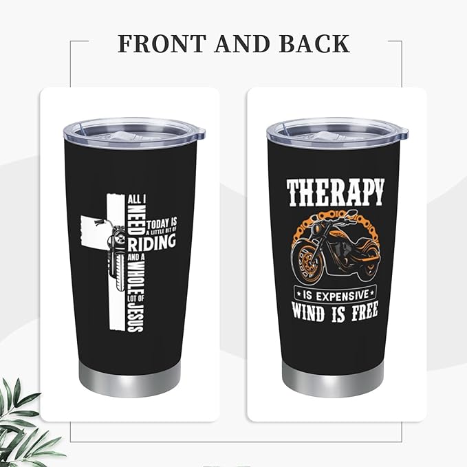 Therapy Is Expensive Wind Is Free Stainless Steel Tumbler 20 oz, Motorcycle Gifts for Men Travel Mug Cups, Birthday Gift for Motorcycle Lovers, Dad, Grandpa, Boyfriend