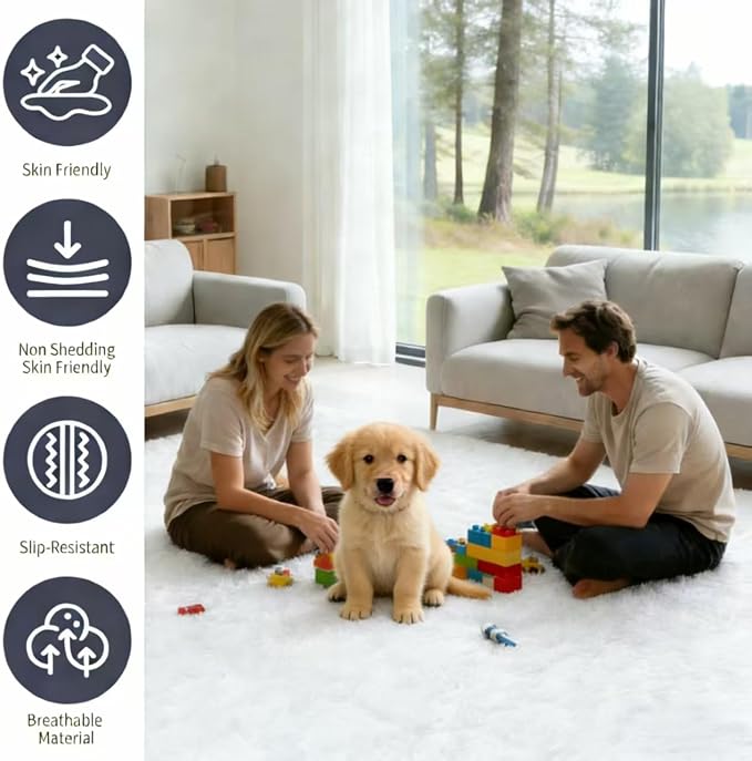 6x9 Area Rug Fluffy Shaggy Ultra Soft Faux Fur Non-Slip Machine Washable Carpet - Image 3