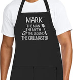 Personalized Chef Apron for Men, Custom Embroidered Design, Professional Kitchen Cooking BBQ Grilling for Dad, Decorated in USA