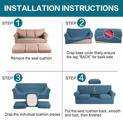 Turquoize 4 Piece Sofa Covers for 3 Cushion Couch Sofa Slipcover - Image 6
