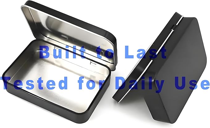 6 Pcs Small Metal Box With Lid -Black Hinged Cookie Jar,Used For Storage, Jewelry,Candy,Tea,Spices,Crafts,Pills,Mini Portable Storage Box,Card Game Storage Box,Black Tin 3.7x2.4x0.8 Inch