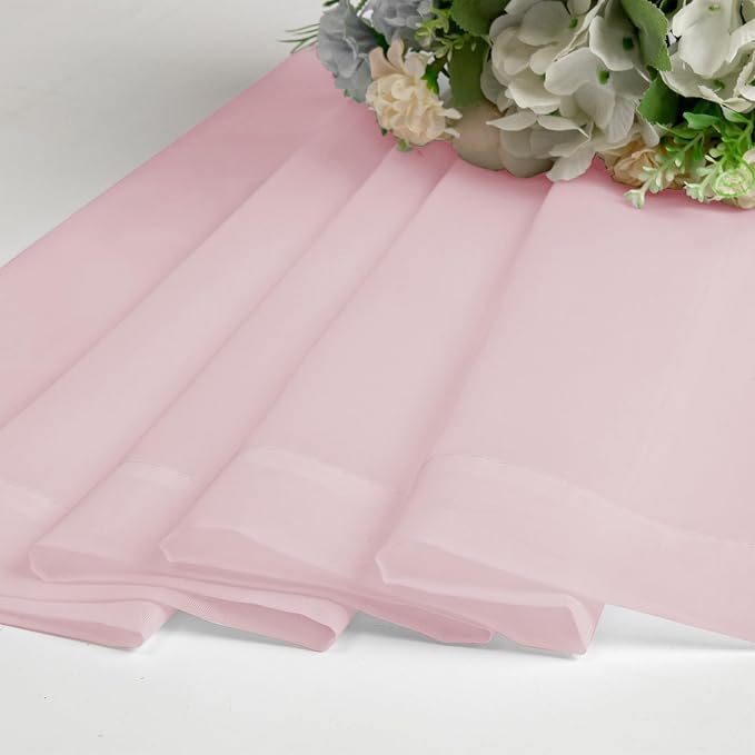 Blush Pink Sheer Curtains 36 inch Length 2 Panels Set, Light Filtering Voile - Image 5