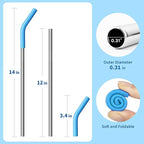 Metal Straws Reusable for 40 oz Tumbler, 5 Pcs Extra Long Stainless Steel Straws with Silicone Tips for Stanley,Simple Modern, Meoky 40oz Cup