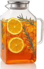 Glass Pitcher, 3.6L Glass Water Pitcher with Tight Stainless Steel Lid, Heat Resistant Borosilicate Glass Carafe, Temperature Safe (MG10)