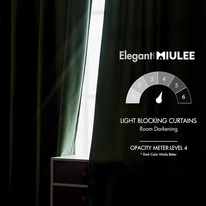 MIULEE Velvet Curtains Extra Wide 66x84 inches Olive Green Curtains | Luxury - Image 5