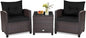 HAPPYGRILL 3 Pieces Patio Conversation Set, Outdoor Furniture Set PE Rattan by HAPPYGRILL