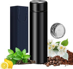 Insulated Water Bottles- Vacuum Tumbler for Coffee, Tea and Drinks with Stainless Steel Infuser - 15 oz Tea Thermo Travel Bottle/Keeps Drinks Hot or Cold for Hours/Gift Packing(Black)