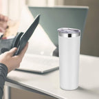 VEGOND Stainless Steel Tumblers Bulk 8 Pack, 20 oz Vacuum Insulated Skinny Tumblers with Lid and Straw, Double Wall Coffee Mug, Travel Water Cup, White