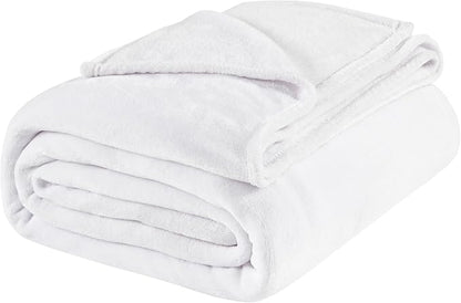 BEDELITE Fleece Blanket Soft Plush Queen Size Bed Blanket White 90"x90" | Ultra - Image 9