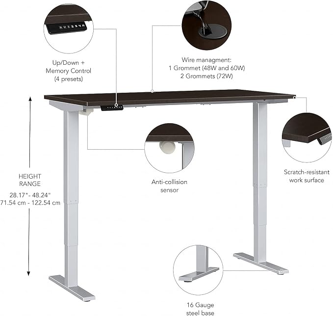 Bush Business Furniture 60-inch Electric Height Adjustable Standing Desk - Image 3