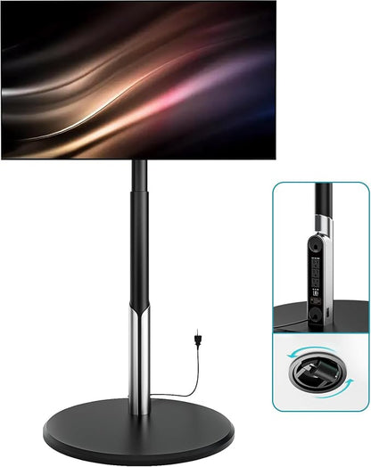 Floor Mobile TV Stand with Power Outlet, Rolling TV Cart by LLDEPLL