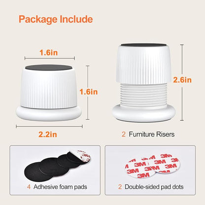 Adjustable Furniture Bed Risers, 1.6-2.6 inch Bed Risers Black, Durable Plastic - Image 3