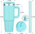 BJPKPK 30 oz Insulated Tumbler With Lid And Straw Stainless Steel Tumblers Cup With Handle For Women And Men,Turquoise