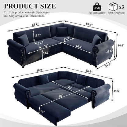 88.2" Sectional Sleeper Sofa - Image 3