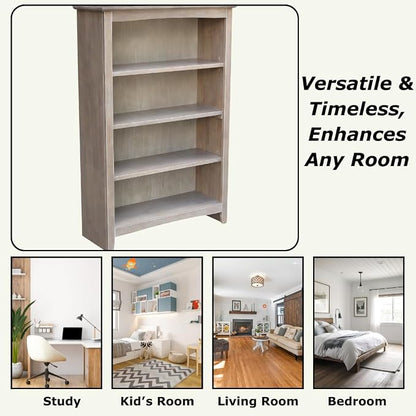 Shaker Solid Wood Bookcase, Washed Gray Taupe - Image 6