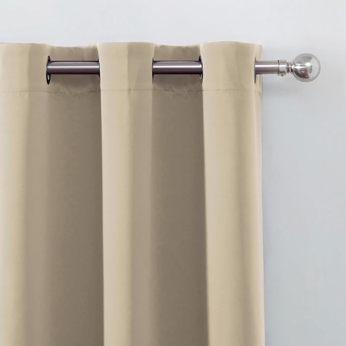 Blackout Curtains 40 x 63 inch/Beige Curtains Set of 2 Panels/Thermal Insulated - Image 7
