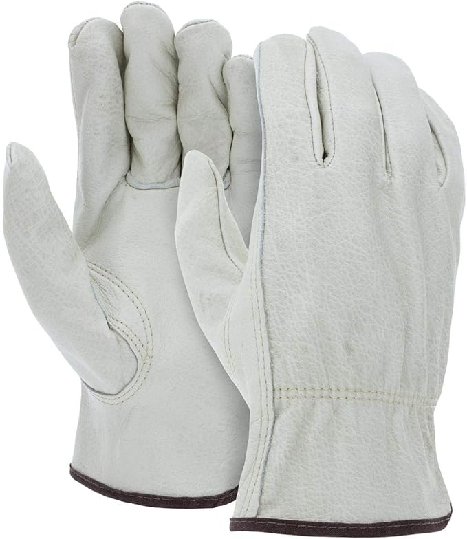ATERET 24 Pairs Medium Heavy Duty Durable Cowhide Leather Work Gloves I Driver Gloves for Truck Driving, Warehouse, Gardening, Farming