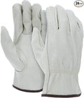 ATERET 12 Pairs Medium Heavy Duty Durable Cowhide Leather Work Gloves I Driver Gloves for Truck Driving, Warehouse, Gardening, Farming