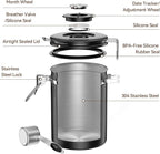 Coffee Canister, Stainless Steel Coffee Bean Storage Container with Date Tracker and Scoop, Kitchen Food Container for Grounds Coffee, Beans, Tea, Flour, Cereal, Sugar, 22OZ (1800ML | Black)