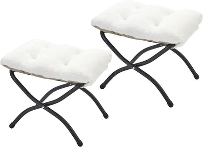 15" Folding Ottoman, Foldable Footrest Stool, Small Foot Stool by MordchilHF