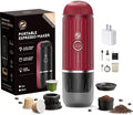 Portable Coffee Maker Travel Espresso Machine 120W Red Color, 19 Bar Pressure 7500mAh Rechargeable Battery Version Portable On the Go for Camping, Driving, Home and Office Travelling