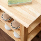 XKZG Storage Bench Wooden Shoe Rack Bench Simple Style Wood Entryway Bench (Natural,31.5")