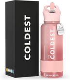 Coldest Insulated Water Bottle with Straw Lid - Stainless Steel Metal Insulated Bottle for Men & Women (Bellatrix Pink, 32 oz)