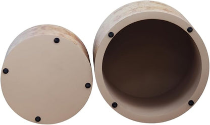 Nesting Coffee Table Set of 2 for Living Room, Modern Round Wooden Circle - Image 6