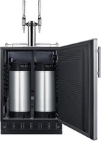 Summit Appliance 24" Wide Beer Kegerator/Refrigerator Combo, Two 1/6 Sixtel Kegs, Black Interior, Caster Wheels, Residential/Commercial Use (RHD, Nitro Coffee)